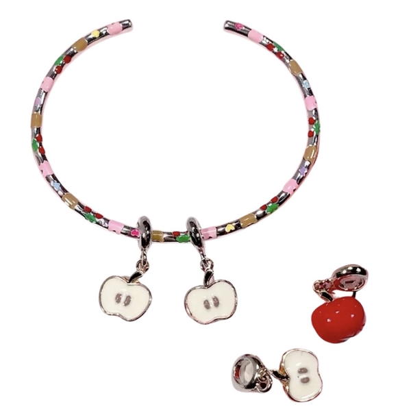 Charm bead - Red apple with gold frame Image 2 Preview