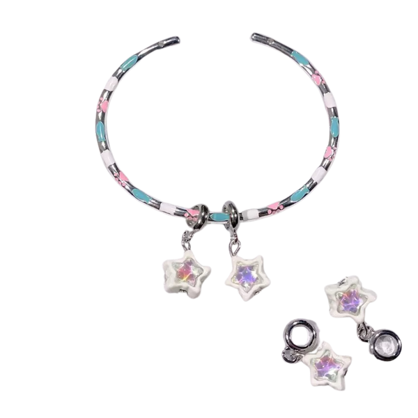 Charm bead - White holographic star Image 2 Preview