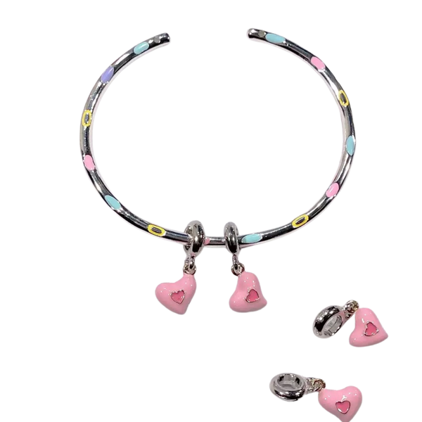 Charm bead - Mini pink heart  Image 2 Preview