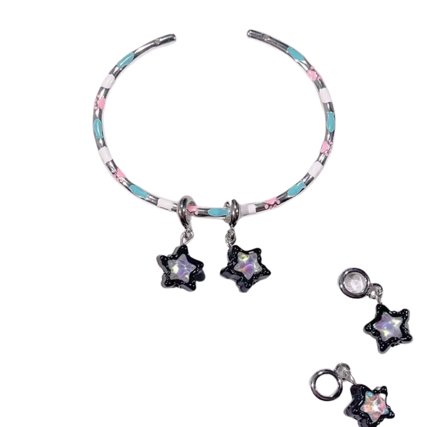 Charm bead - Black holographic star Image 2 Preview