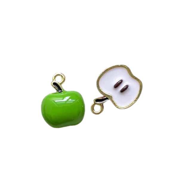 Charm bead - Green apple with gold frame Image 1 Preview