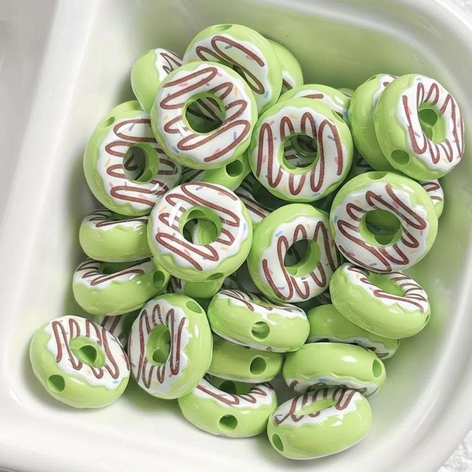 Charm bead - Green donuts  Preview Image
