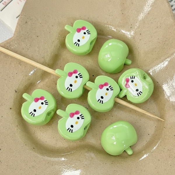 Charm bead - Green apple kitty Image 1 Preview