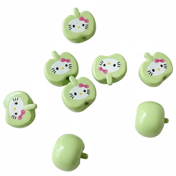 Charm bead - Green apple kitty Image 2 Preview
