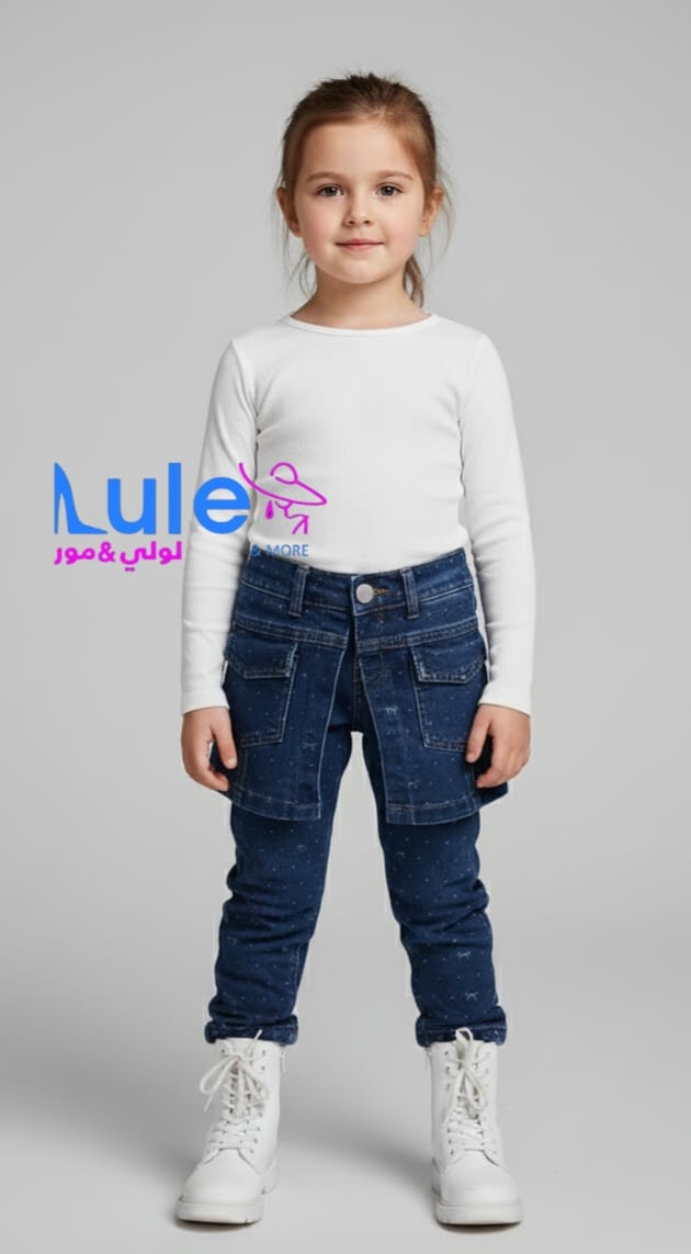 بنطلون بناتي جينز مبطن مع تنوره Preview Image