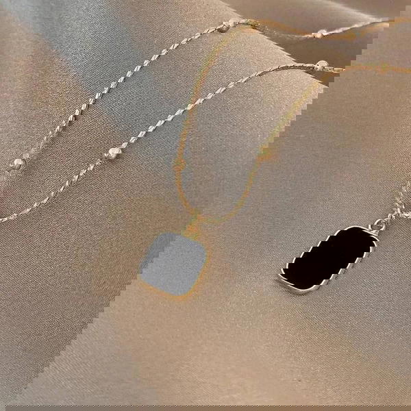Black and white square necklace (N20) Image 1 Preview