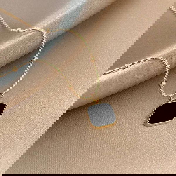 Black and white square necklace (N20) Image 3 Preview