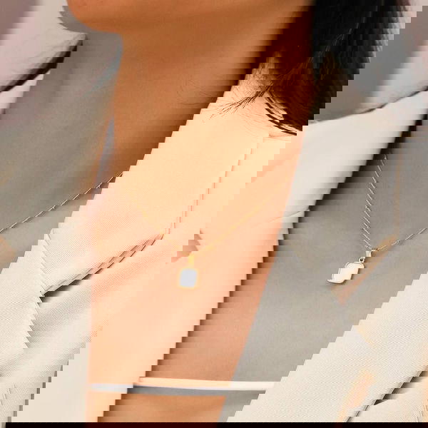 Black and white square necklace (N20) Image 6 Preview