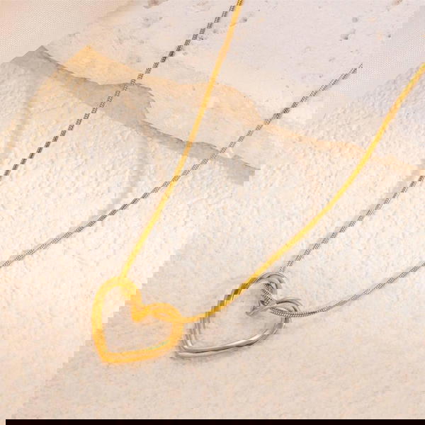 stainless steel heart necklace (N7) Image 3 Preview
