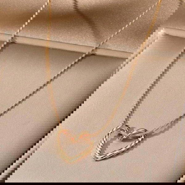 stainless steel heart necklace (N7) Image 5 Preview