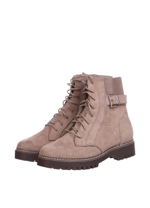 Primark Autumn Lace Up Boots with Faux Suede Buckle Image 5 Preview