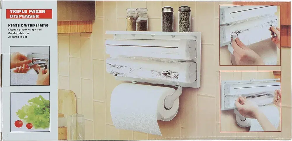 Triple tissue dispenser for kitchen, white Preview Image