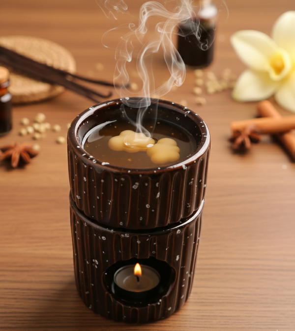 مجموعه فواحة فخار مع شمع الفوندو بعطر الفانيليا  Image 3 Preview