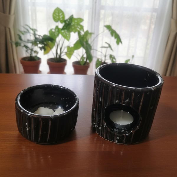 مجموعه فواحة فخار مع شمع الفوندو بعطر الفانيليا  Image 5 Preview