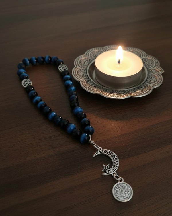 سبحة تايجر هاند ميد ازرق فى اسود Image 2 Preview