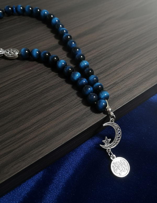 سبحة تايجر هاند ميد ازرق فى اسود Image 3 Preview