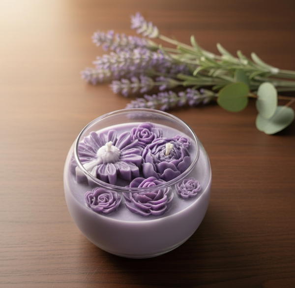 شمعة صويا مع شمع جل بعطر اللافندر  Image 2 Preview