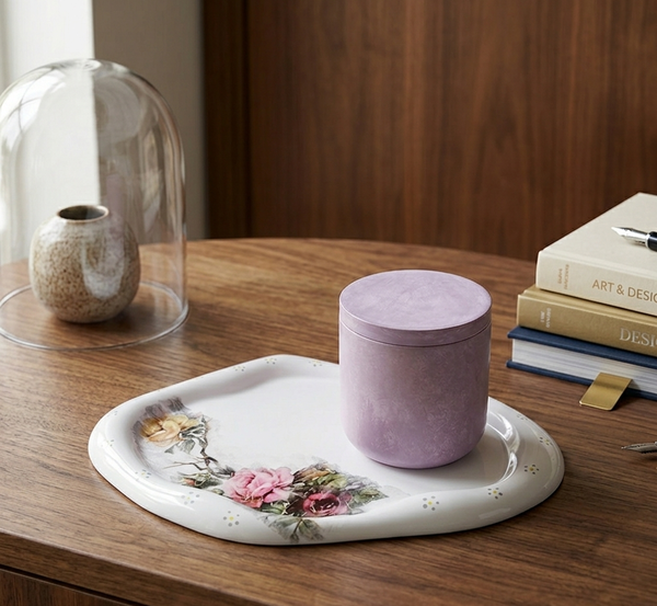 شمعة طبيعيه بعطر اللافندر مع كوستر كونكريت Image 3 Preview