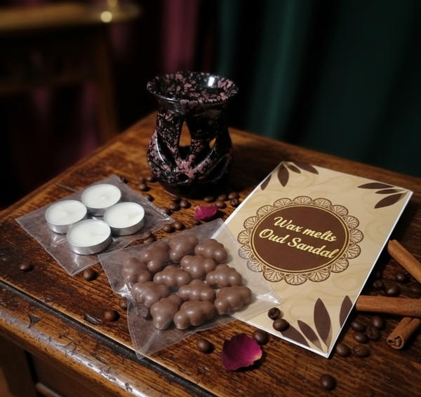 طقم فواحة مع شمع السحب المعطر بعطر العود صندل Image 2 Preview