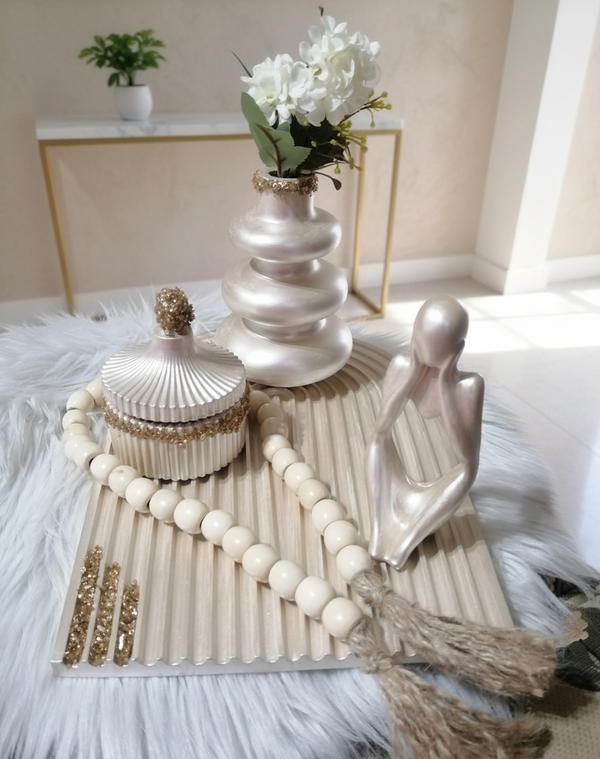 طقم هاند ميد من الماربل مع شمعة كوفى فانيليا Image 1 Preview