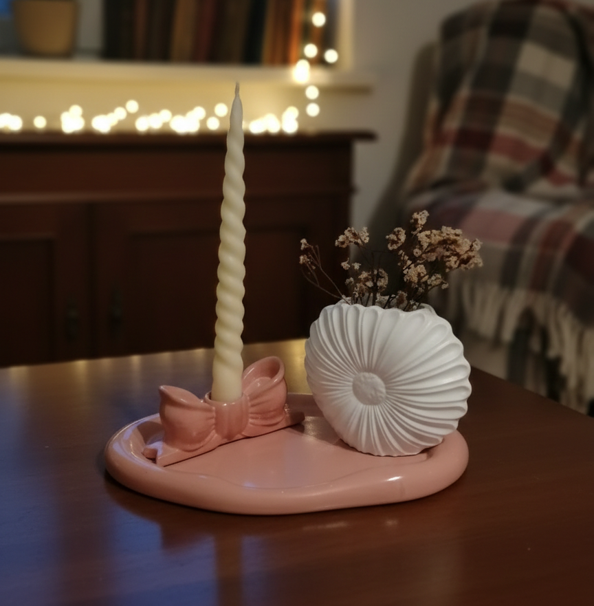 طقم كونكريت هاند ميد فازة وكوستر وشمعدان Preview Image