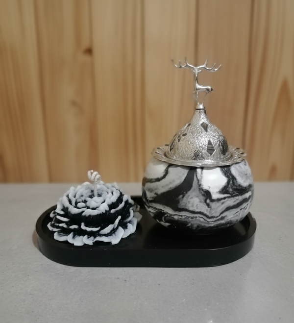 طقم مبخرة وكوستر وشمعه بعطر التوليب هاند ميد  Image 1 Preview