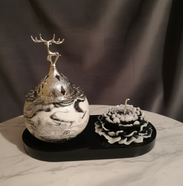 طقم مبخرة وكوستر وشمعه بعطر التوليب هاند ميد  Image 2 Preview