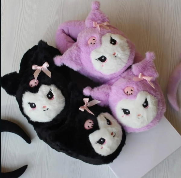kuromi fuzzy slippers  Image 2 Preview