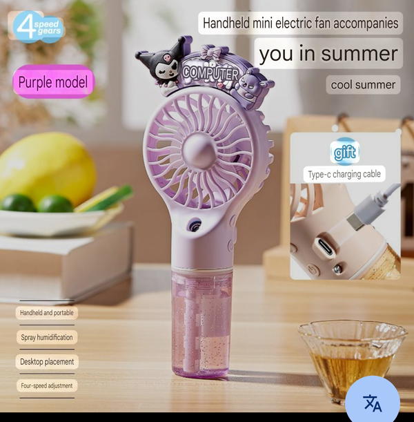 kuromi mini fan with water spray  Image 2 Preview