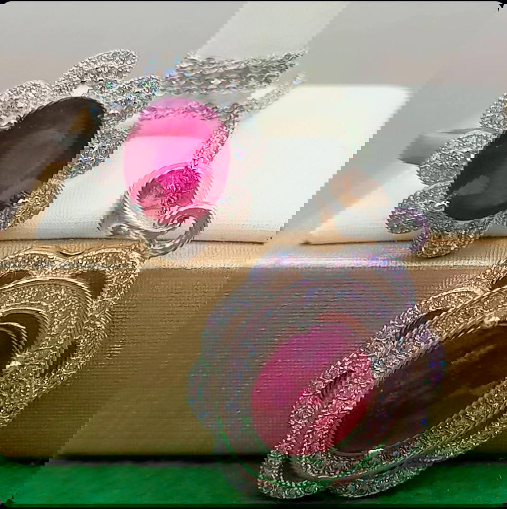 هاف سيت نسائي من الفضة متوّج بحجر الياقوت الافريقي Preview Image