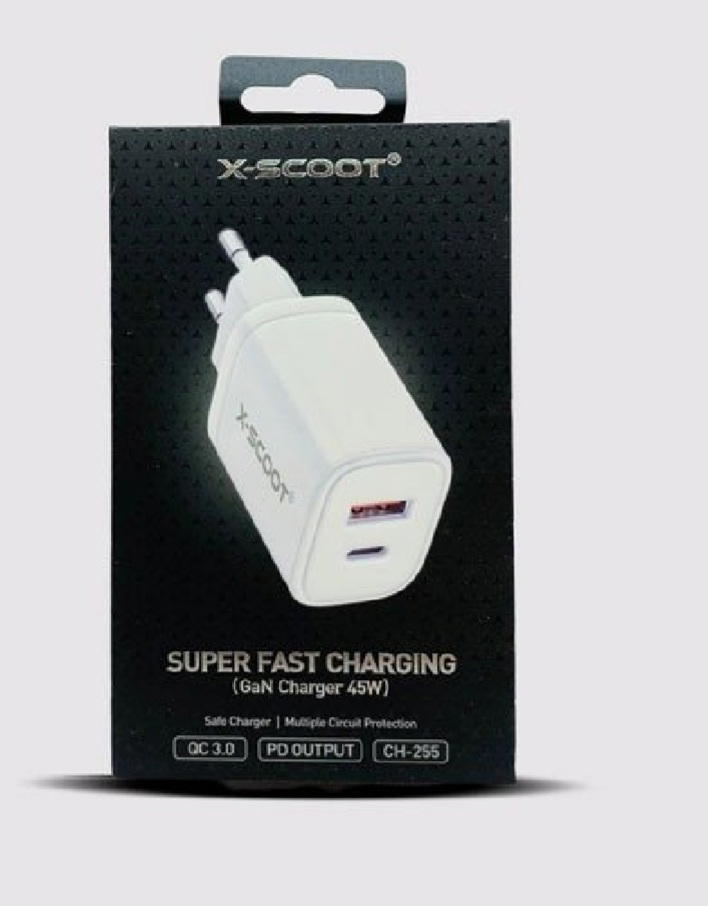 راس شاحن Xscoot 45w ٢مخرج usb و pd Preview Image
