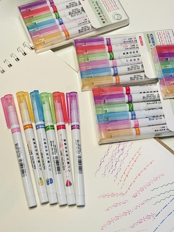 6 اقلام طابعة بأشكال لطيفة للدفتر والجورنال🦋💗🌸🪷 Image 2 Preview