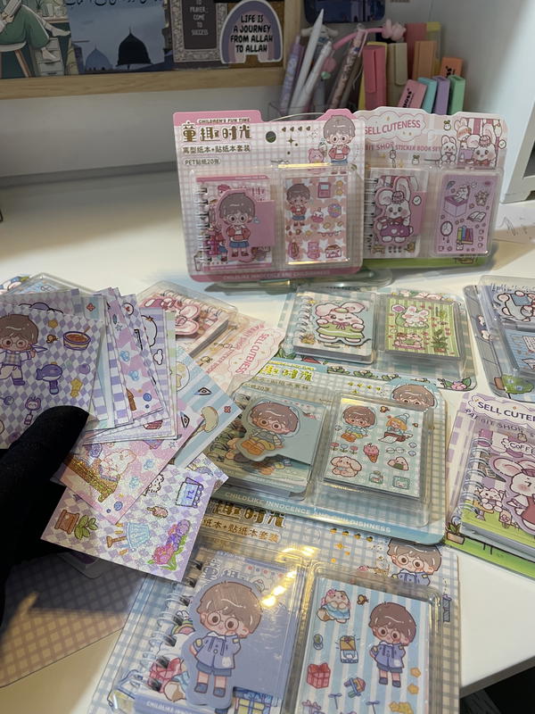 20 شيت ستيكرز 😭💗🧸ضد المياه ع مج/ لاب+ميني نوت قفل مغناطيس😭💜🧸 Image 1 Preview