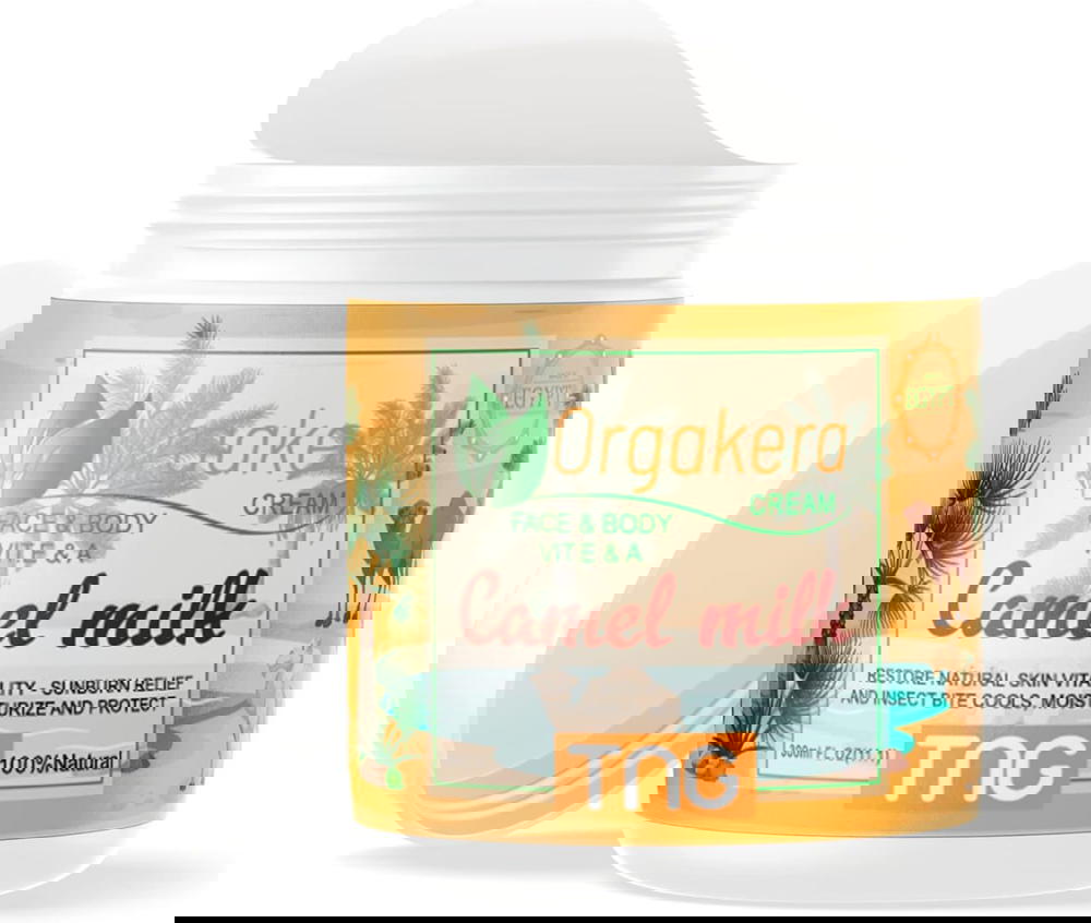Orgakera cream face & body vit.e&a (camel milk) restore natural skin vitality- sunburn relief and insect bite cools, moisturize and protect 100% natural Preview Image