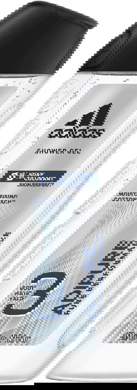 adidas Shower Gel Adipure 3 Body Hair Face Cotton Tech 400ml Preview Image