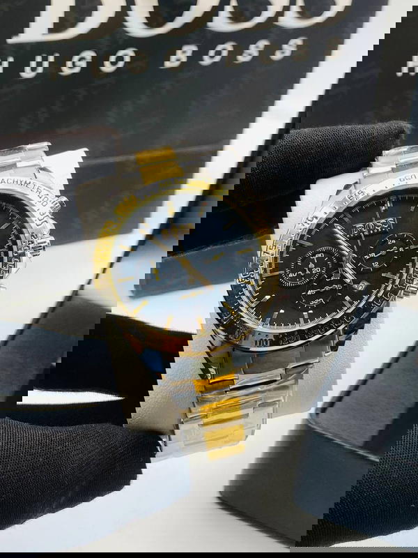 Hugo Boss Men’s Ikon Chronograph mix Gold- Silver Black Dial Watch Image 1 Preview