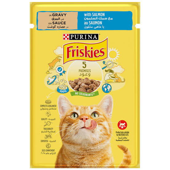 Purina Friskies Salmon Chunks in Gravy Wet Cat Food Pouch 85g Preview Image