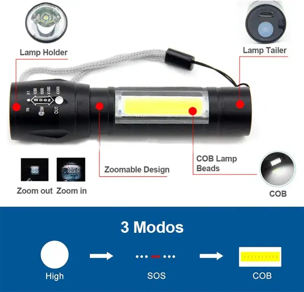 كشاف يدوي ليد قابل لإعادة الشحن  Image 9 Preview