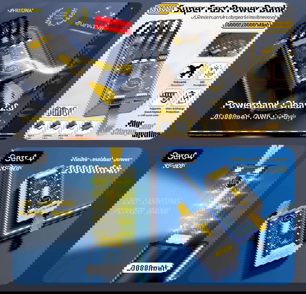 باور بانك اصلي شفاف مع كيبلات مدمجه 20,0000 ملي امبير Preview Image