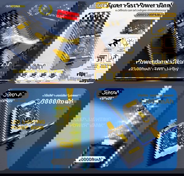 باور بانك اصلي شفاف مع كيبلات مدمجه 20,0000 ملي امبير Image 1 Preview