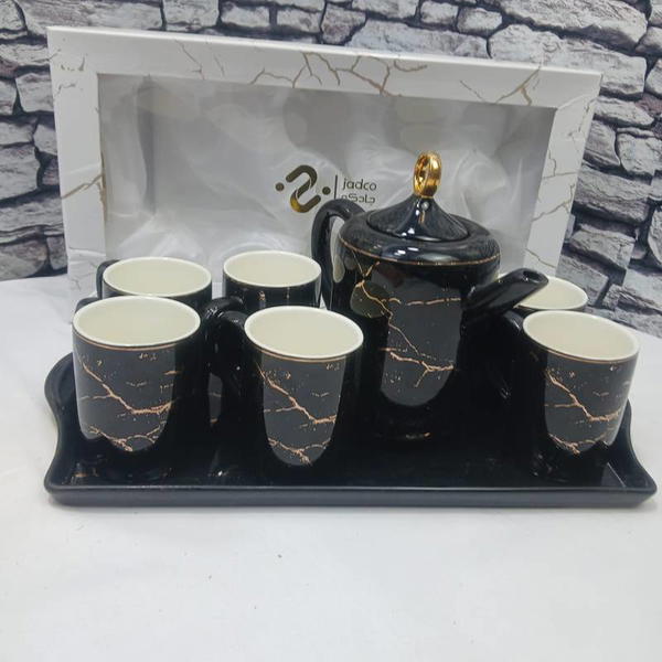 Service A Caffe 8 Piece Av Plateux Ciramique Jadco Noir  Image 4 Preview