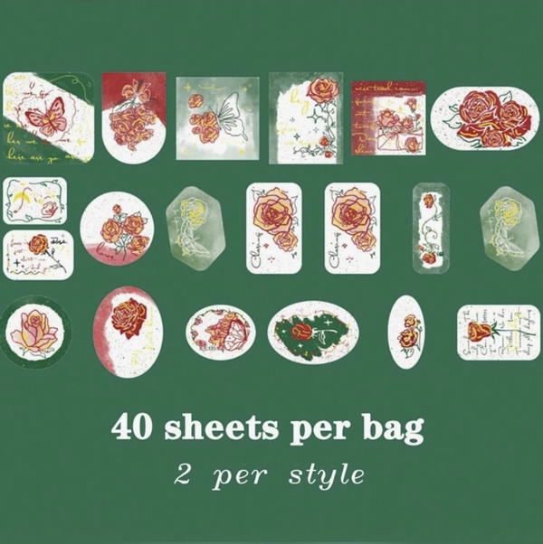 استيكرز ورد فينتاج ٤٠ قطعة Image 5 Preview