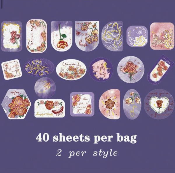 استيكرز ورد فينتاج ٤٠ قطعة Image 8 Preview