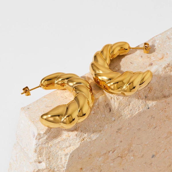 Earrings Stainless Steel Puffy Image 2 Preview