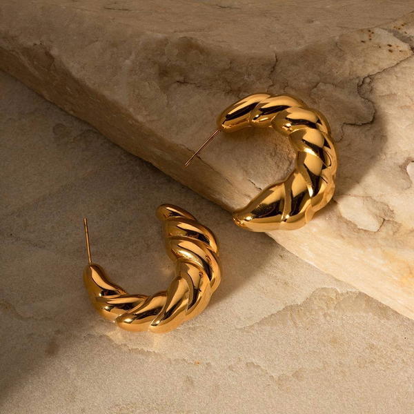Earrings Stainless Steel Puffy Image 3 Preview