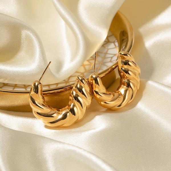 Earrings Stainless Steel Puffy Image 4 Preview
