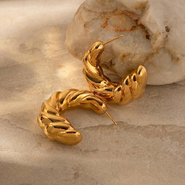 Earrings Stainless Steel Puffy Image 5 Preview