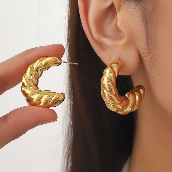 Earrings Stainless Steel Puffy Image 6 Preview