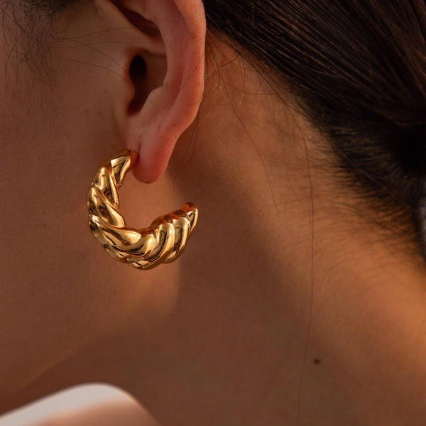 Earrings Stainless Steel Puffy Image 7 Preview