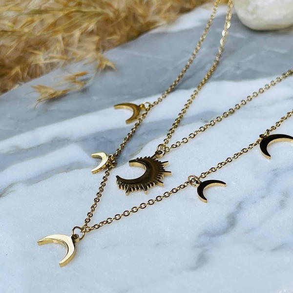 Necklace Stainless Steel 2 Round  Image 2 Preview